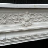 Louis XVI Style Fireplace In Statuary White Marble Circa 1880