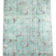 Teal Green Turkish Vintage Rug, Persian Style Living Room Carpet, 222x321Cm