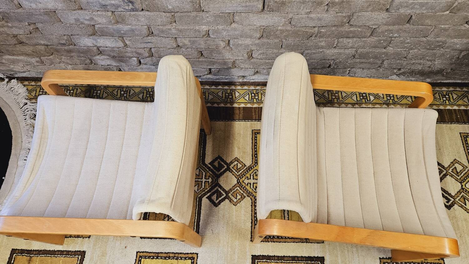 Paire de fauteuil bois courbé 1970 vintage