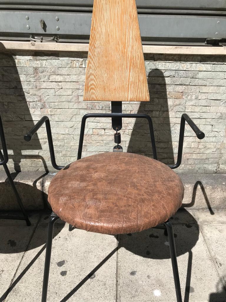 Paire de chaises originales cuir bois métal
