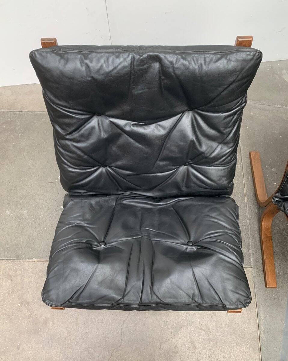 Set of 3 Norwegian Mi-Century Style Siesta Lounge Chairs and Glass Side Table by Ingmar Relling for Westnofa