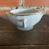 Double Sauce Boat Antique Gras & Maigre White Porcelain #D907