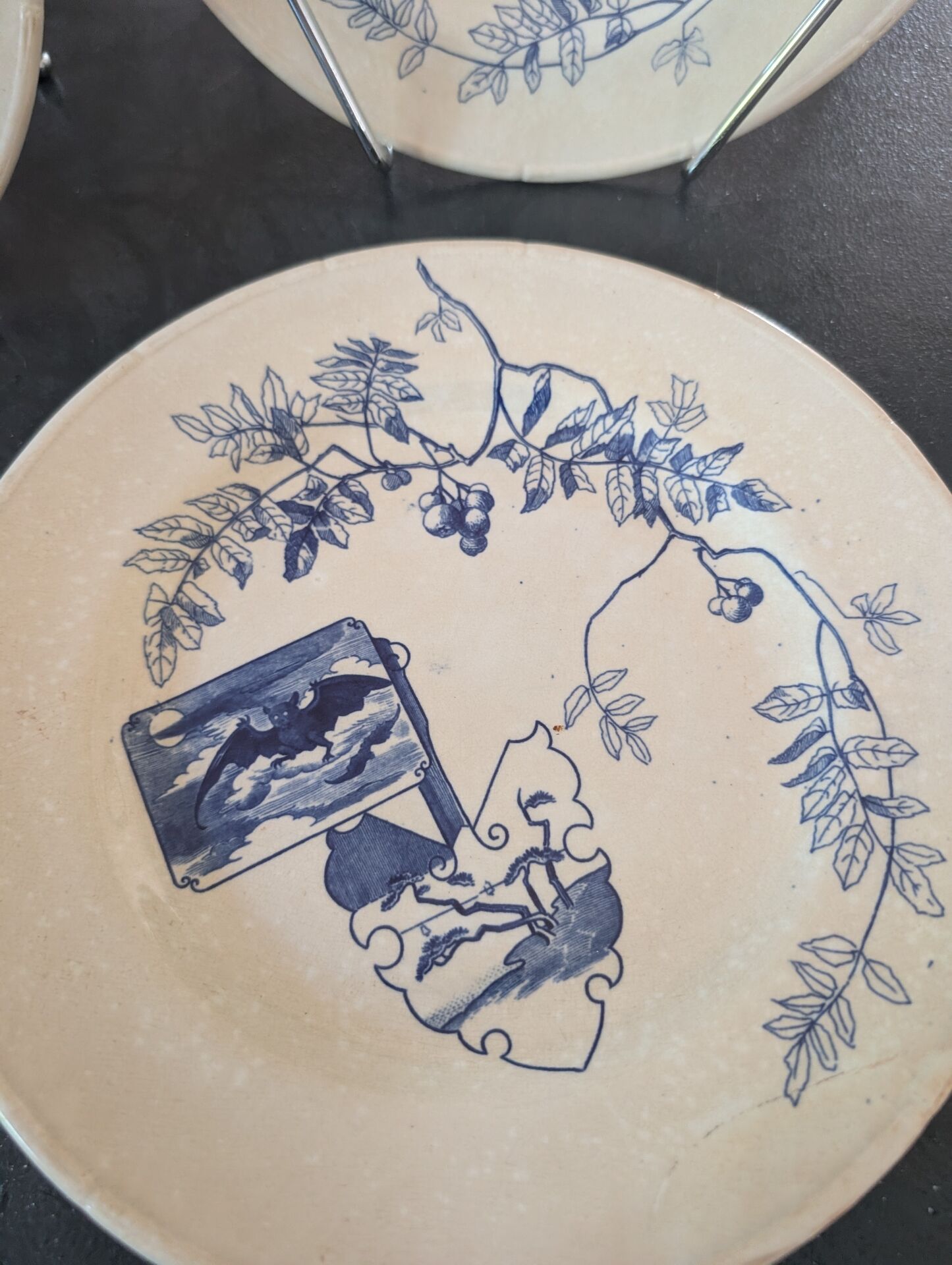 Set of 5 antique plates Choisy-le-Roi Model Kioto Earthenware Ja