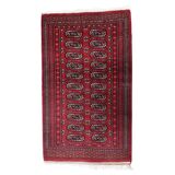 Handmade vintage Uzbek Bukhara rug 86cm x 125cm, 1960s