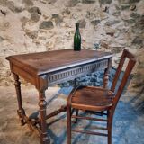Vintage French writing table in walnut, 1930s.