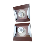 Pair of wall lamps vintage plexiglass smoked