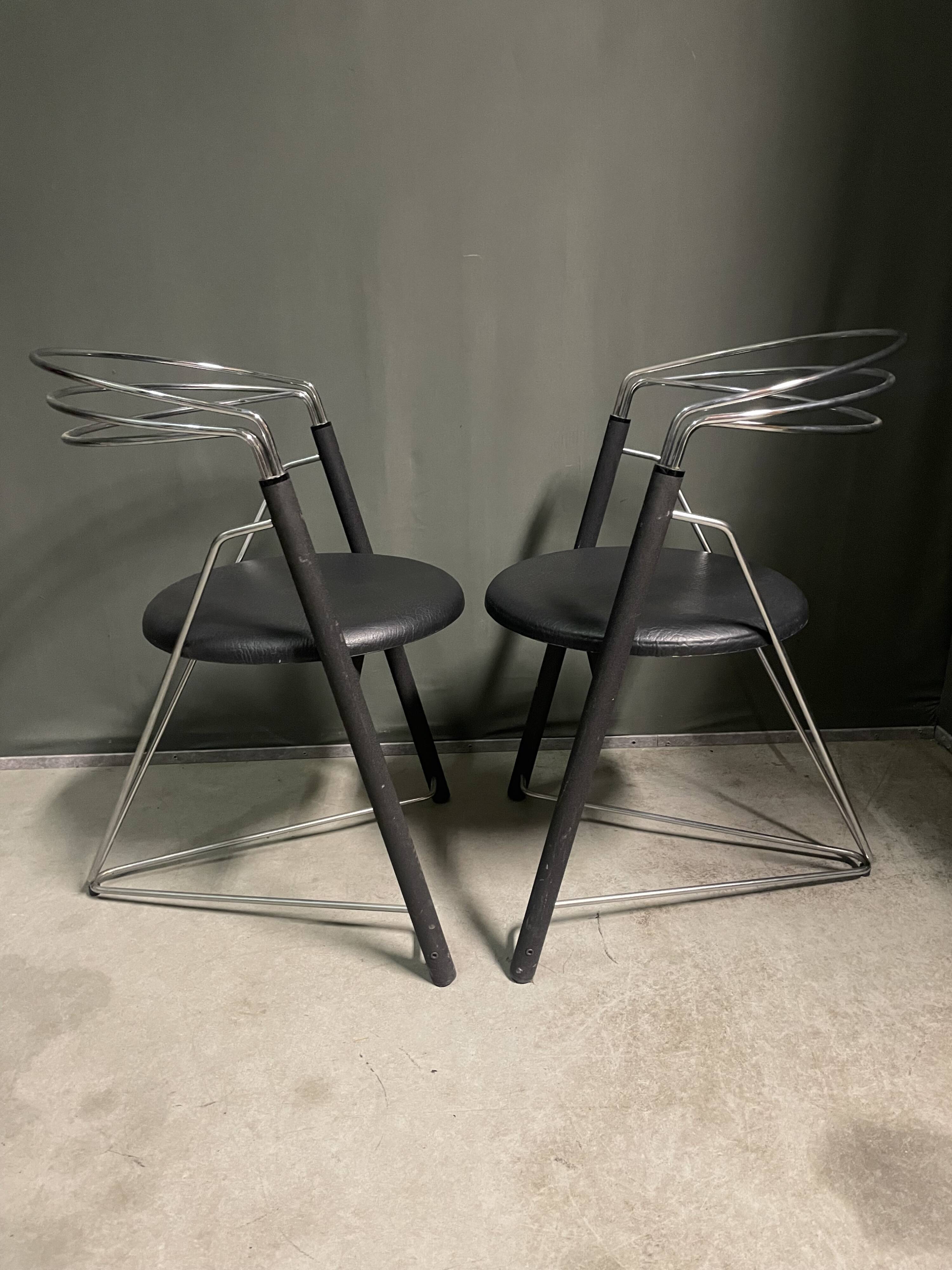 A pair of 'Post Modern' 1980's desk chairs/side chairs.