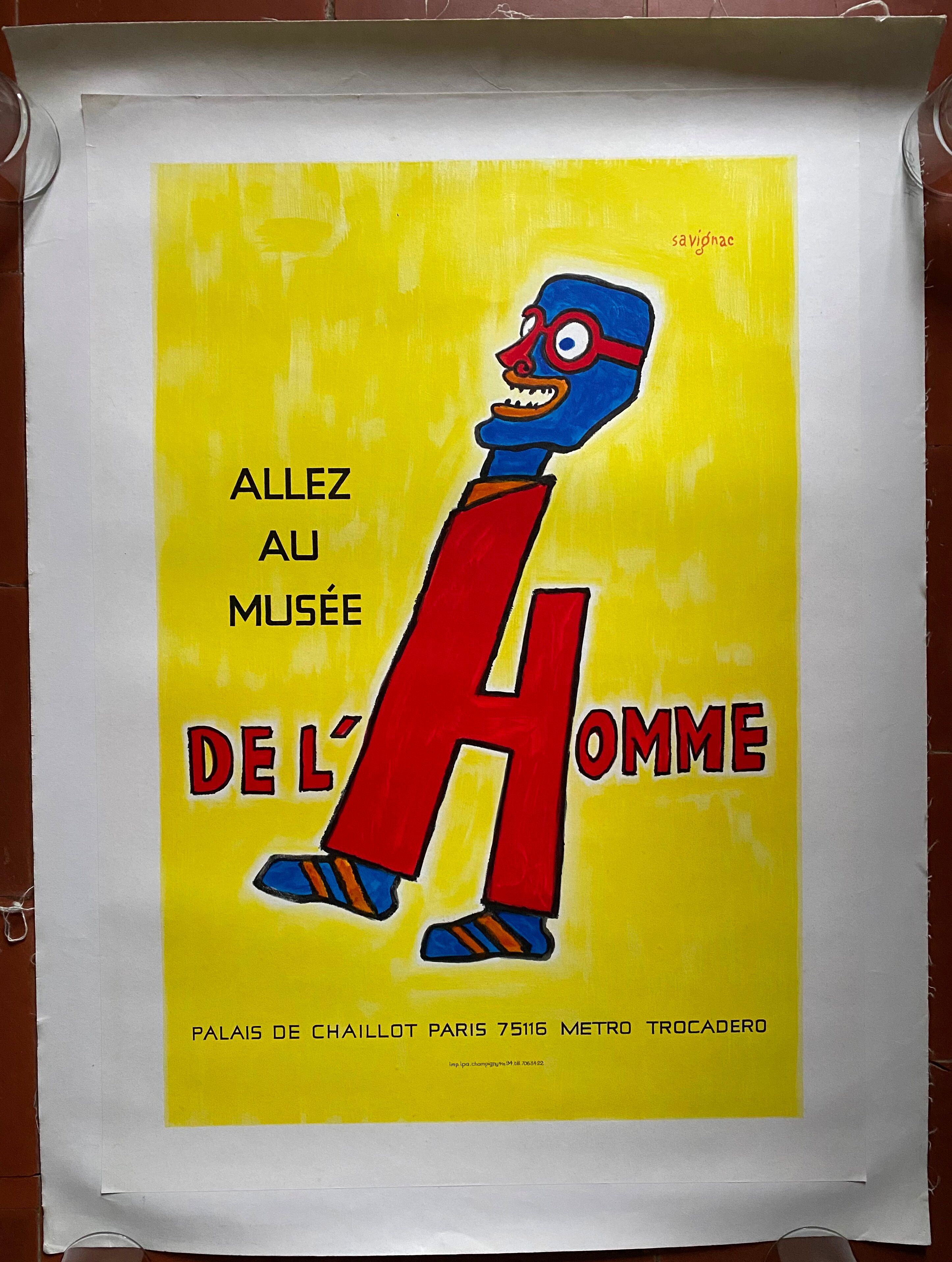 Original poster "Go to the Museum of Man" Savignac 49x69cm 1981