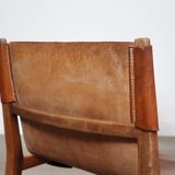 Pair of Riaza chairs in cognac leather by Paco Muñoz for Darro Gallery, Spain
