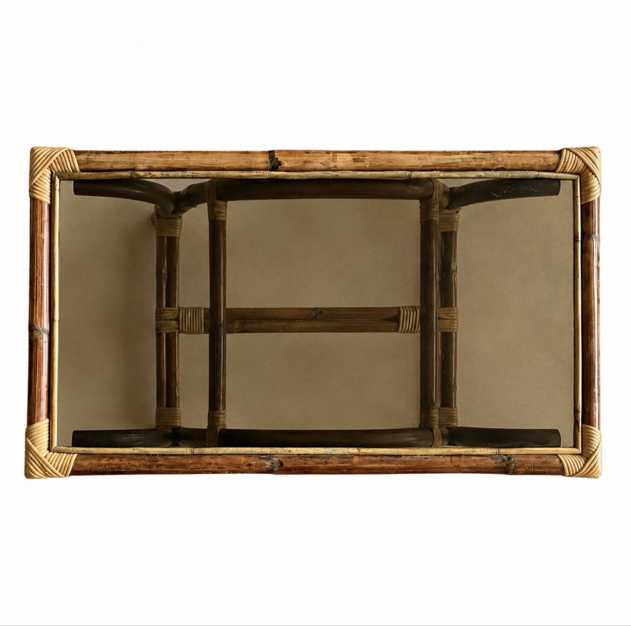 Table basse bambou et rotin