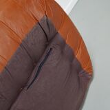 Pouf / Canapé 2 places en cuir patchwork vintage