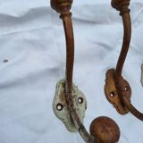 Set of 4 double metal coat hooks from the 19th century