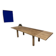 Large farm table from the 60s, in solid oak, with extensions