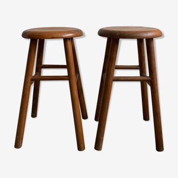 Pair of vintage wooden stools