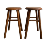 Pair of vintage wooden stools