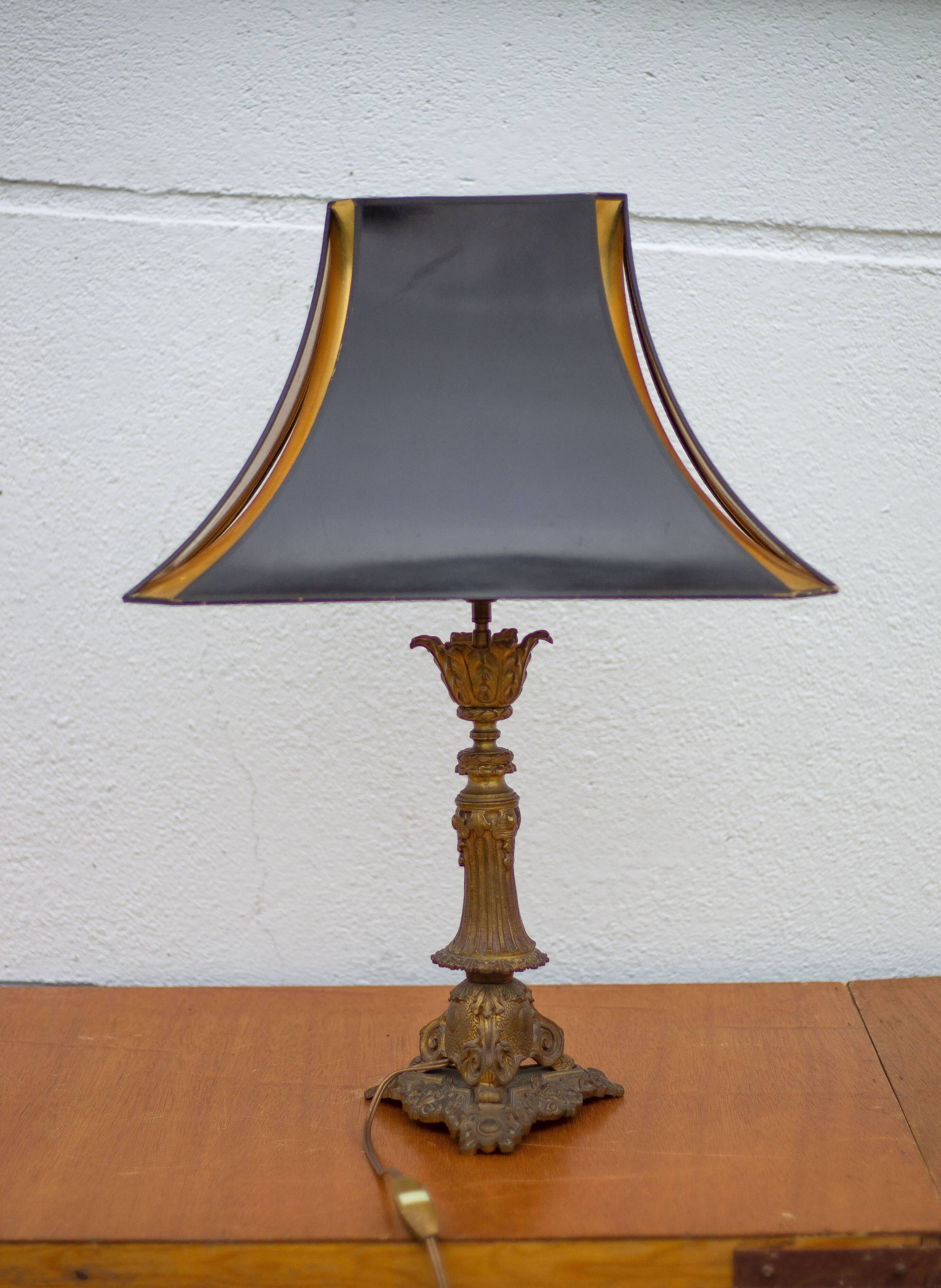 Bronze lamp with lampshade, bronze table lamp, living room lamp, lampshade lamp, accent lamp