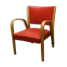 Bow wood armchair by Hugues Steiner 1960 red