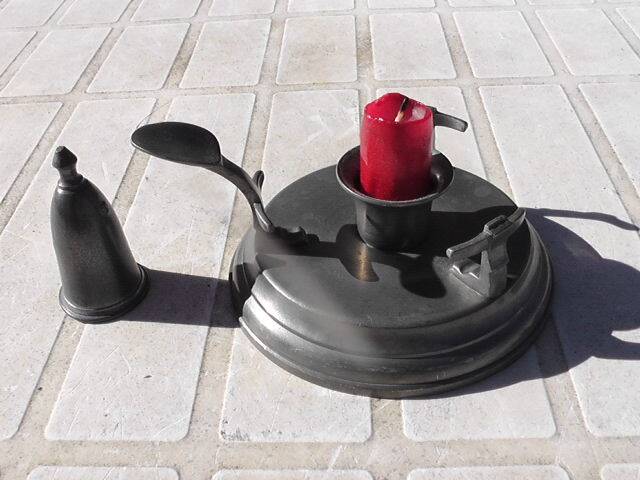 Pewter cellar rat candle holder