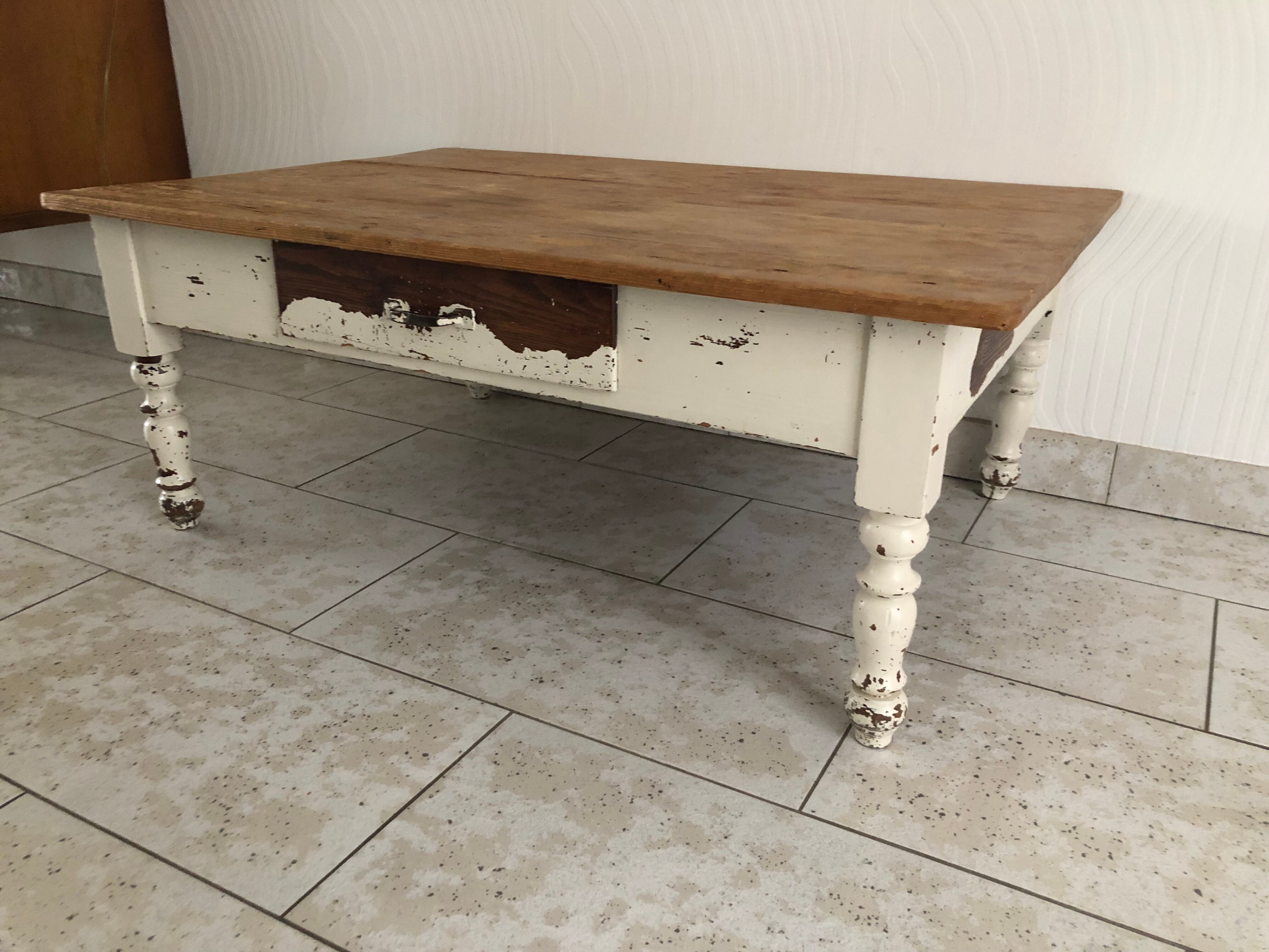 Old wooden farmhouse table for living room
