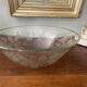 Antique bowl or salad bowl in engraved crystal, floral motif, signed "Delvaux P"