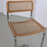 Tabouret de bar en rotin tubulaire style Marcel Breuer | Italie | Années 1970