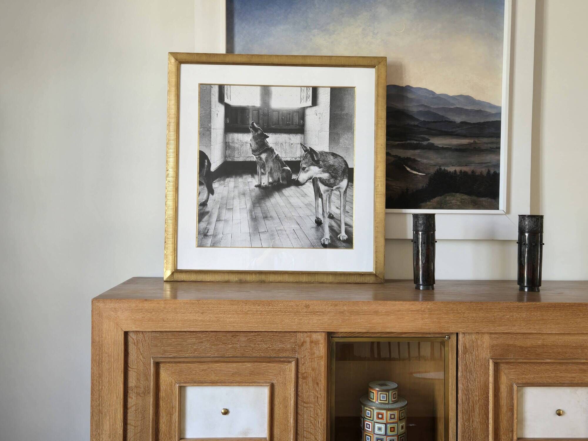 original vintage silver print "wolves"