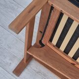 1960s, Danish 2-seater sofa in original condition, furniture leather, solid oak wood.