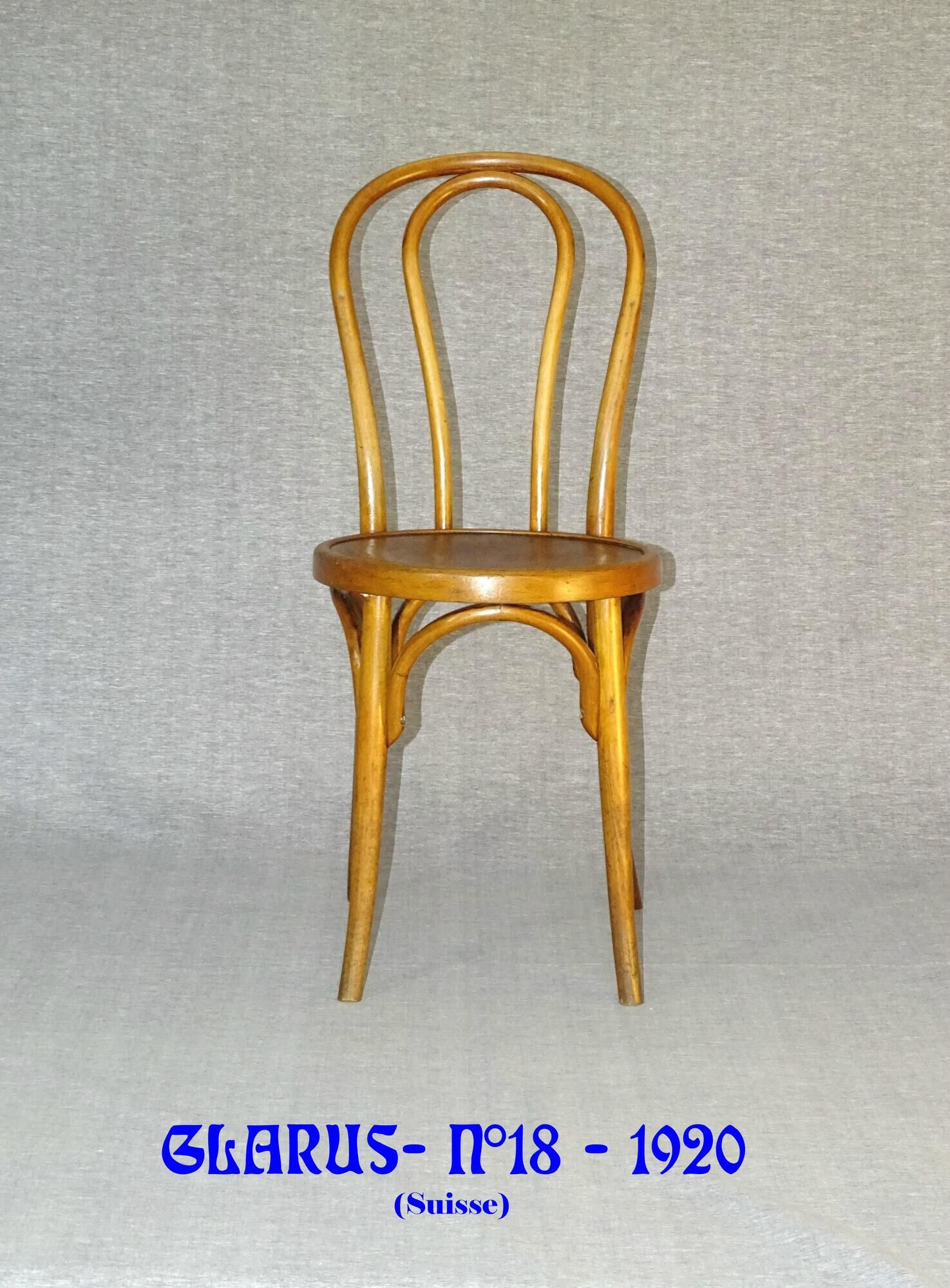 Bistro chair with floral seat Art Nouveau 1920 by Glarus, Switzerland