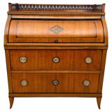 Biedermeier Roll-Top Desk in Cherry Veneer and Brass, 1820