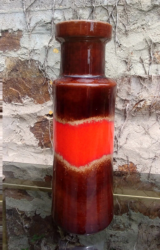 Vintage soliflore vase in glazed ceramic 70s W.Germany orange/brown