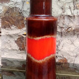 Vase soliflore vintage en céramique vernissée années 70 w.germany orange/marron