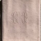 Nappe ancienne en damassée coton teintée en rose thé