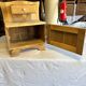 Raw wood bedside table