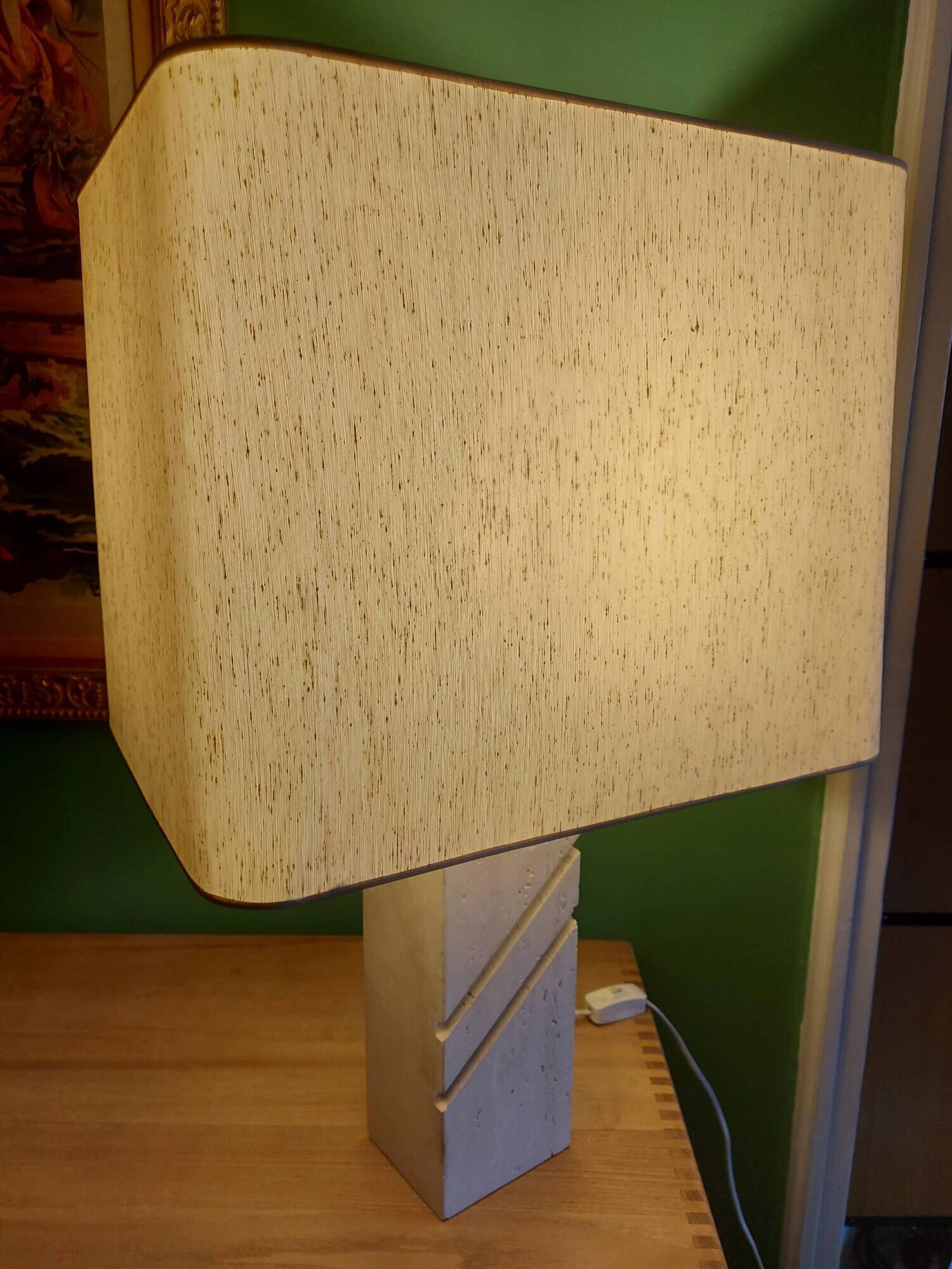 Travertine lamp foot with its original lampshade