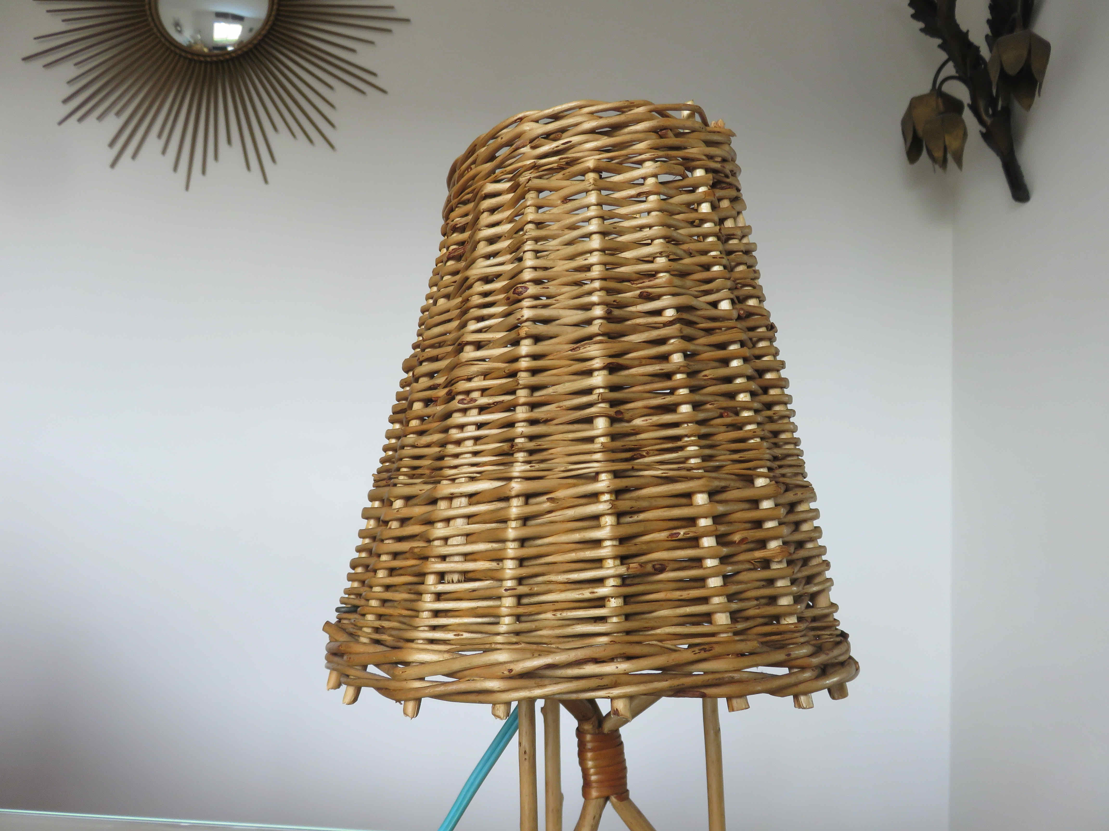 Rattan lamp 1950 1960
