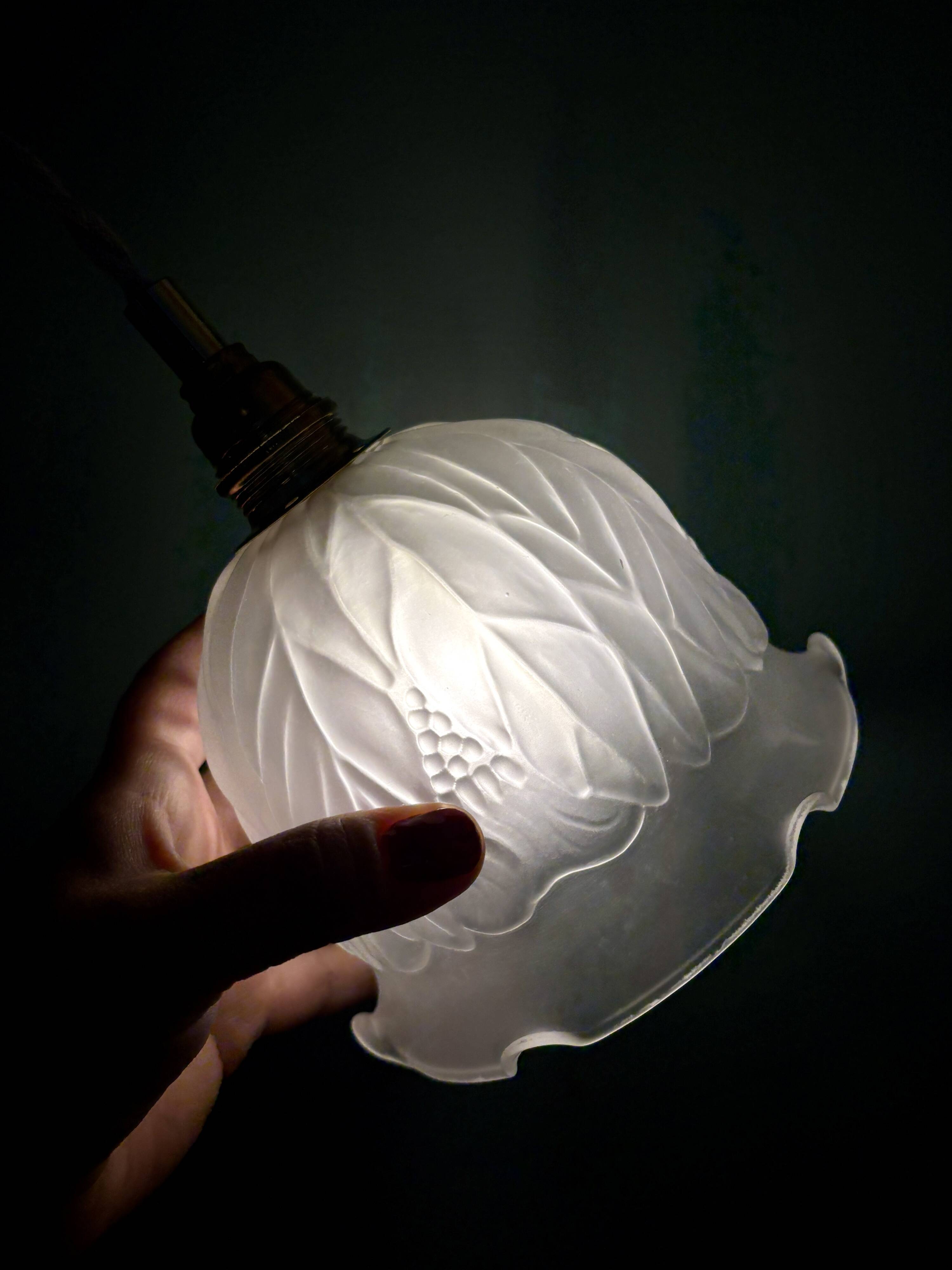 Vintage frosted glass tulip pendant light