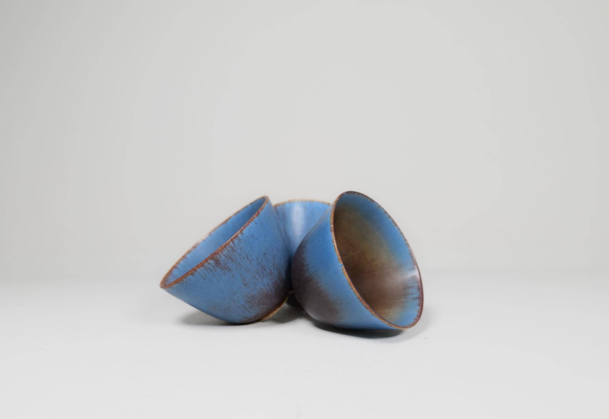 Mid-Century Modern Set of 3 Bowls Rörstrand Gunnar Nylund, Sweden, 1950s