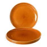Set of 4 flat plates, woven effect, mustard yellow, Salins, 1950.