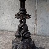 Pedestal table cast iron, marble top