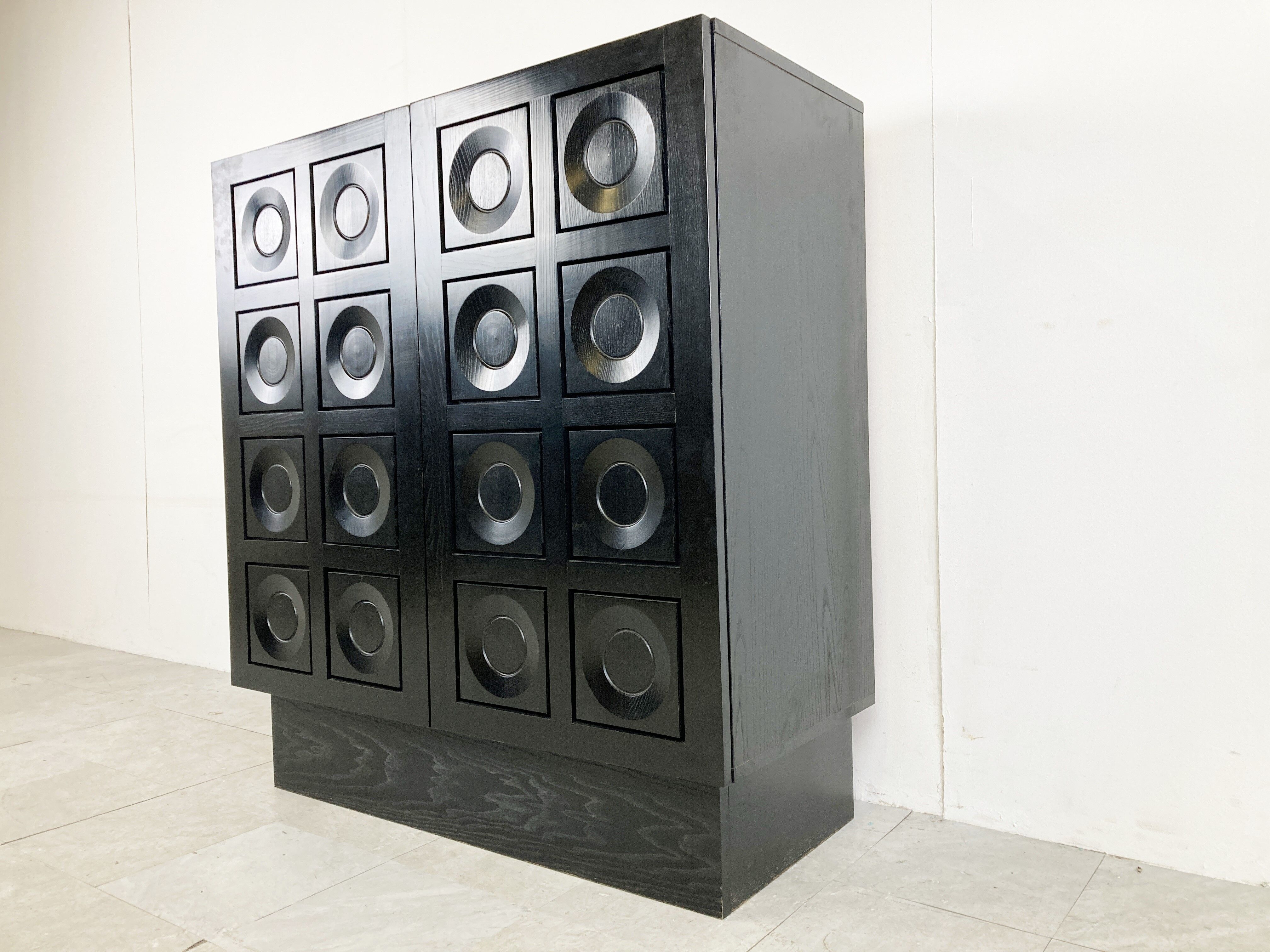 Black brutalist bar cabinet, 1970s
