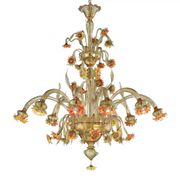 Artistic Venetian “Sunflowers” Murano Glass Chandelier