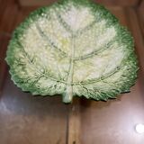 Vintage Signed GV Ceramic Barbotine Cabbage Leaf