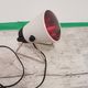 Space Age desk lamp, white metal, chrome-plated steel, red glass, Germany,