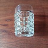 6 small vintage textured clear glasses