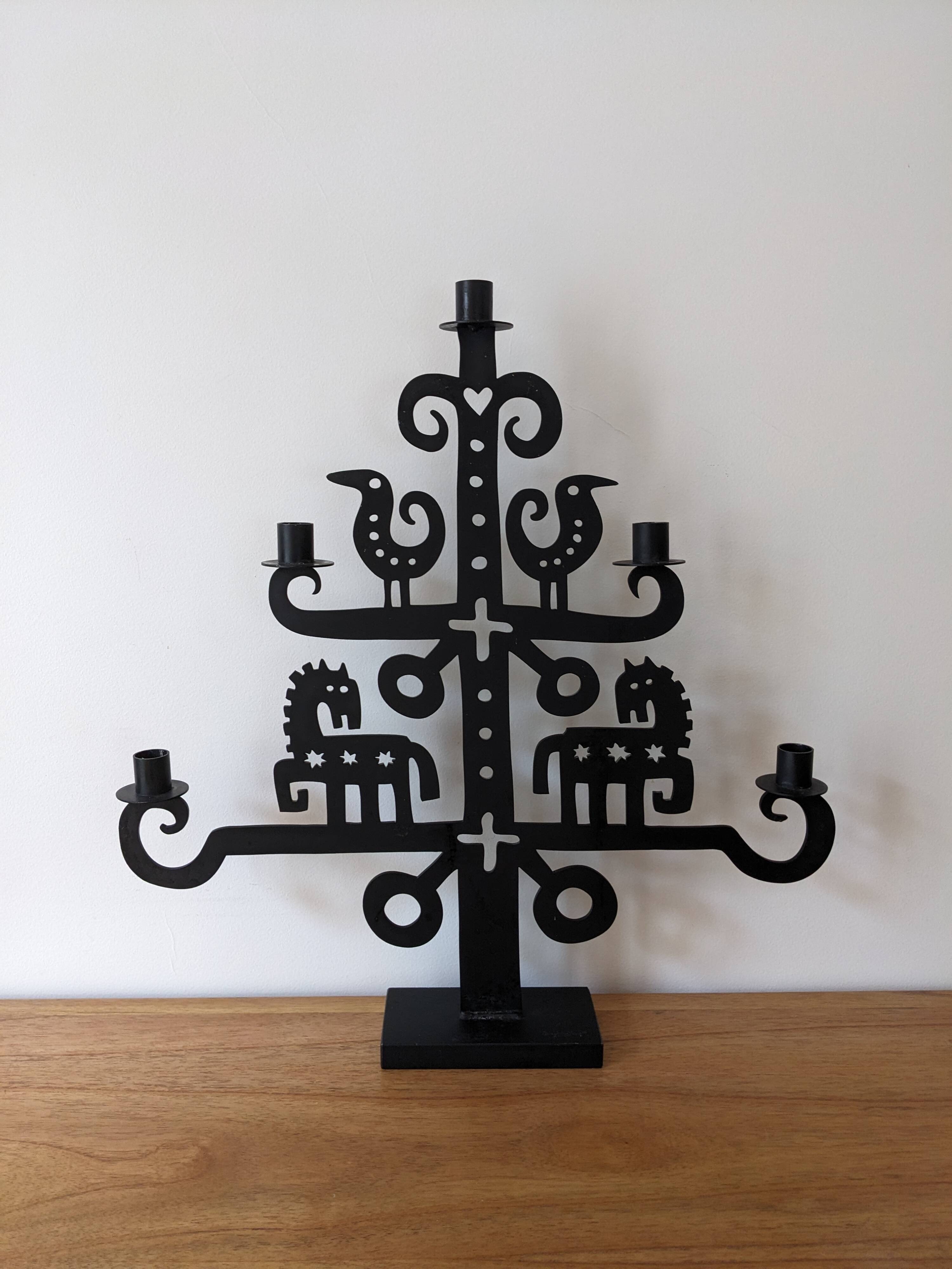 Wrought iron candlestick - height 53 cm