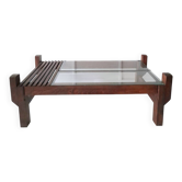 Table basse teck et verre années 60