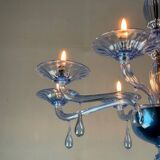 Blue murano glass venetian chandelier, 8 light arms