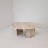 Travertine Coffee Table in Teardrop Shape, 1980's