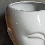 White ceramic pot cover vase 60s