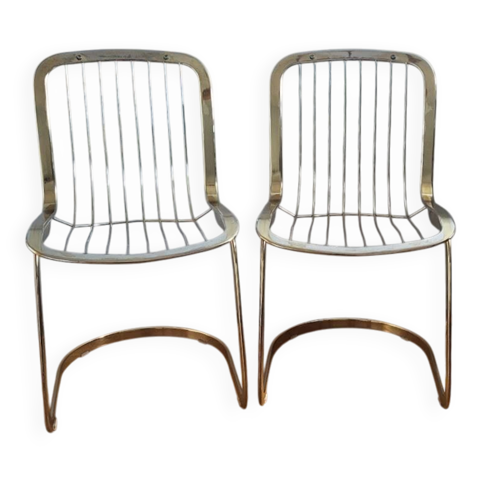 Golden metal chairs Cidue Italy 1970